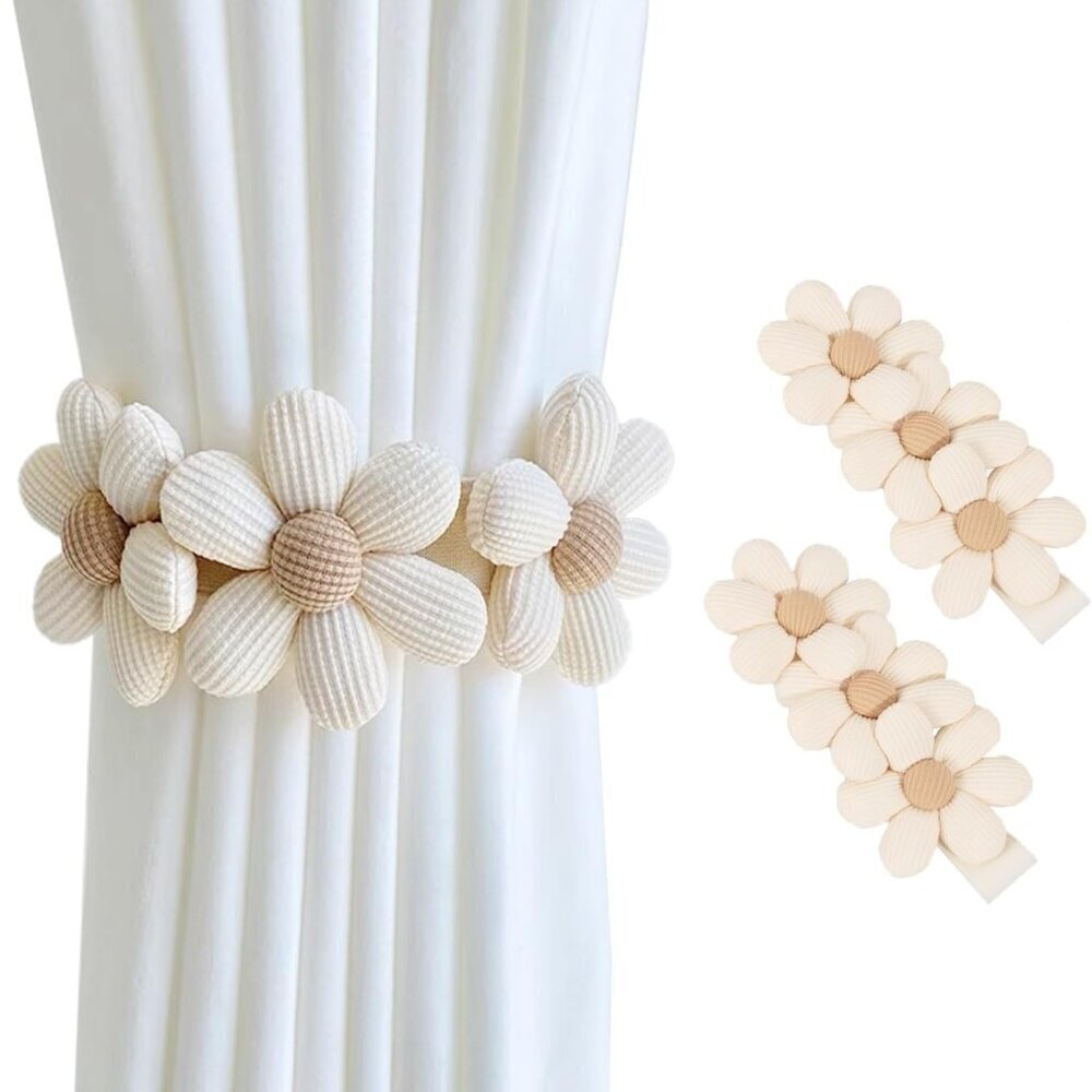 Sunflower Curtain Tiebacks-2 Pack | Daisy Curtain Holdbacks Three Flower